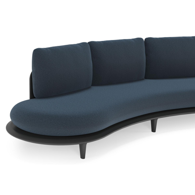 Bomero loungebank in zwart aluminium met heritage indigo all weather sunbrella® luxe kussen