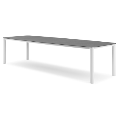 Orso tuintafel bootvorm in wit aluminium en volkeramiek Basalt Black - L 315 x B 115 x H 75 cm