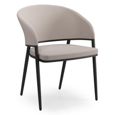 Lacrima tuinstoel in zwart aluminium en beige dubbele textilene