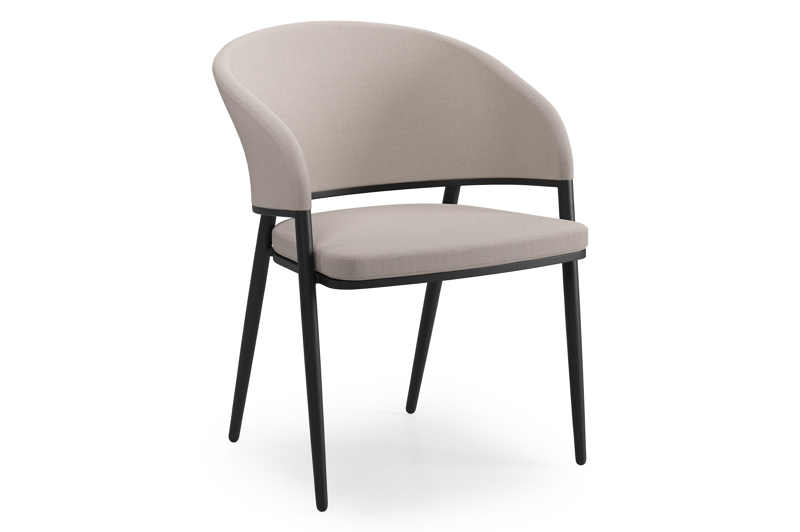 Lacrima tuinstoel in zwart aluminium en beige dubbele textilene