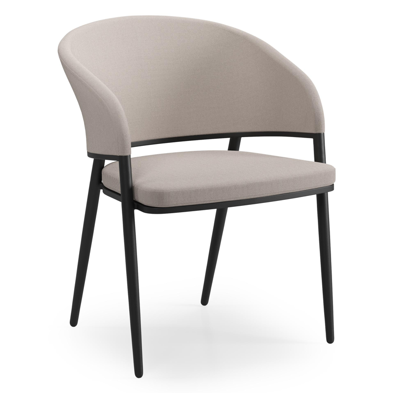 Lacrima tuinstoel in zwart aluminium en beige dubbele textilene