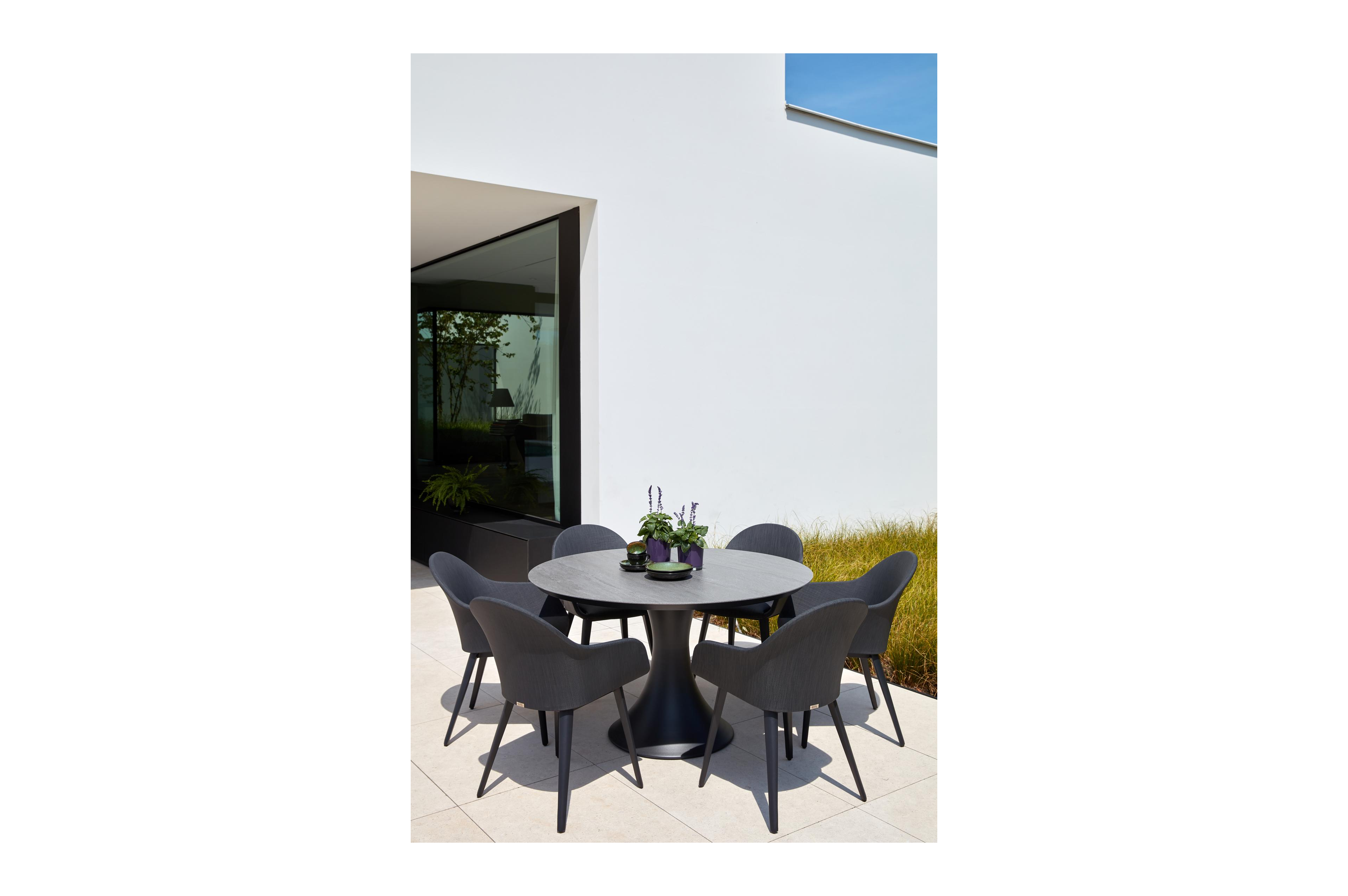 Chaise de jardin Cesano in aluminium noir et textilène noir