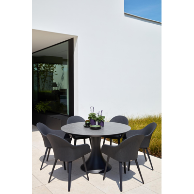 Chaise de jardin Cesano in aluminium noir et textilène noir