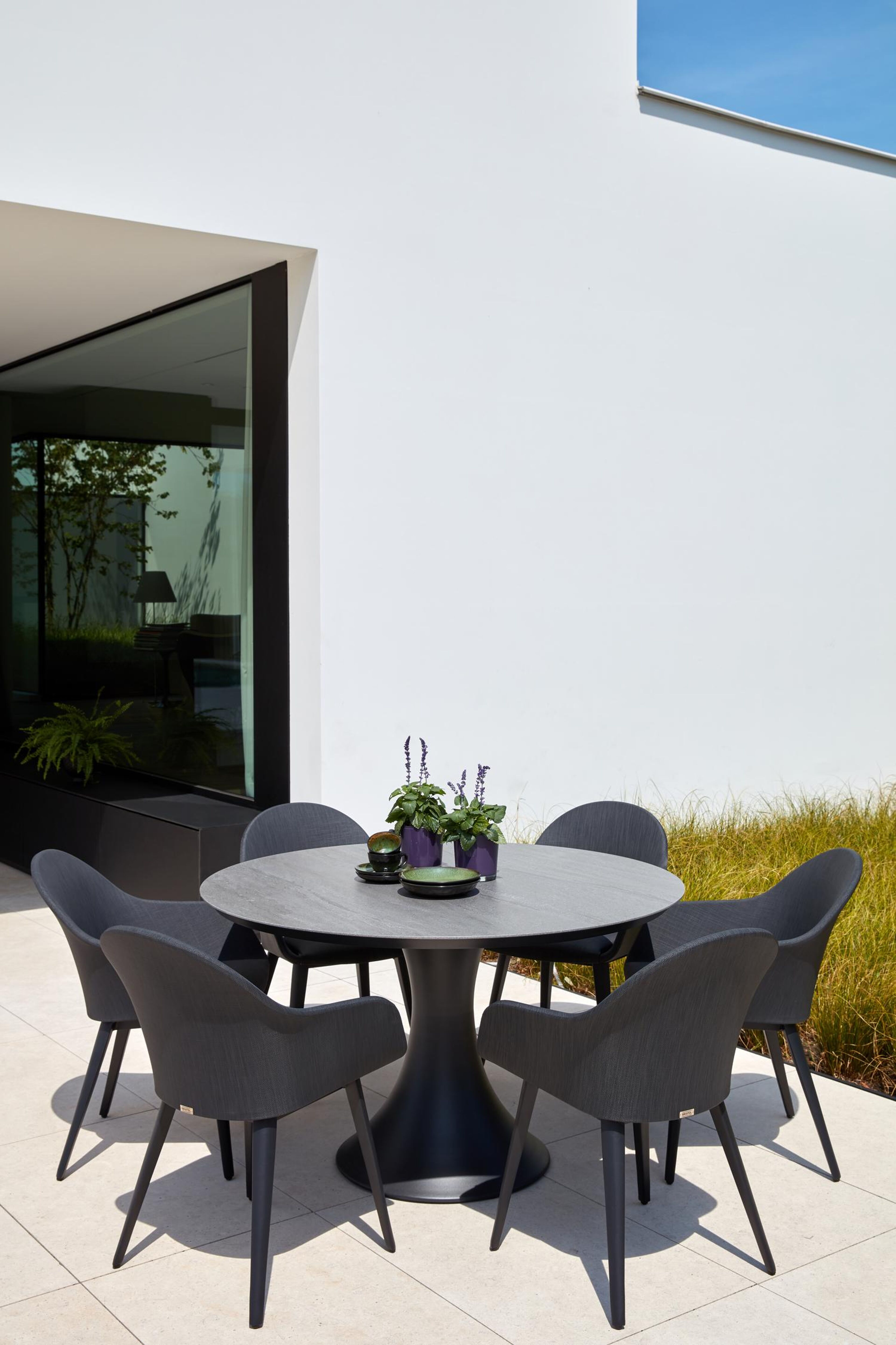 Cesano tuinstoel in zwart aluminium en zwart textilene