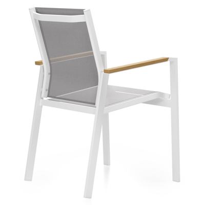 Alora tuinset in wit aluminium en polywood tafelblad met 8 stapelbare Bahia tuinstoelen