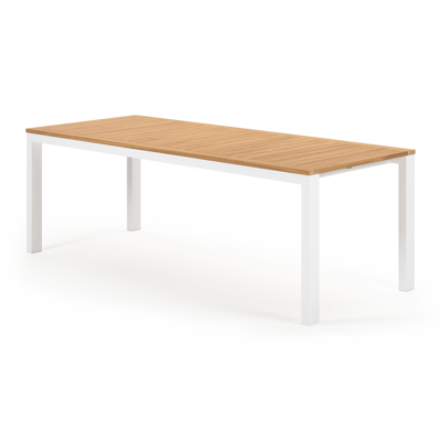 Trente tuinset in wit aluminium en naturel teak tafelblad met 6 Puglia tuinstoelen