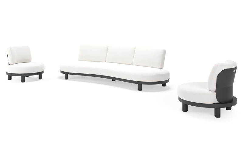 Salon de jardin Donato en aluminium noir et coussins en all weather solica Soul Optik