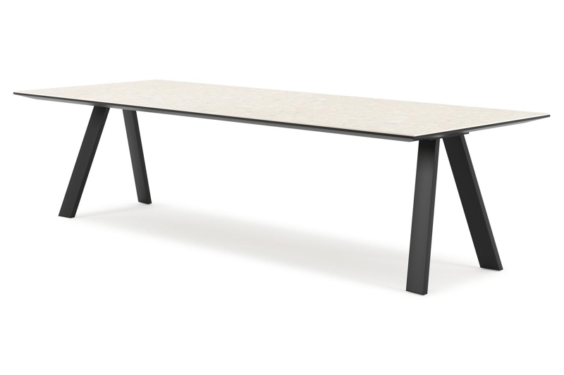 Cesano tuintafel rechthoekig in zwart aluminium en volkeramiek Retrostone - L 280 x B 110 x H 75 cm