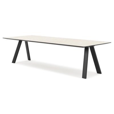 Cesano tuintafel rechthoekig in zwart aluminium en volkeramiek Retrostone - L 280 x B 110 x H 75 cm