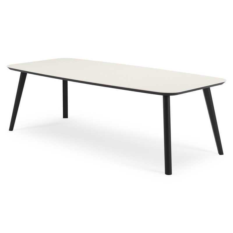 Mosa tuinset in zwart aluminium en crema minerale sintered stone met 8 Gerona tuinstoelen