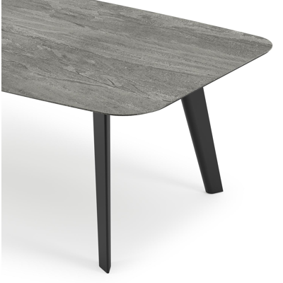 Lacrima tuintafel in zwart aluminium en volkeramiek aspen grey - L 255 x B 115 x H 74 cm