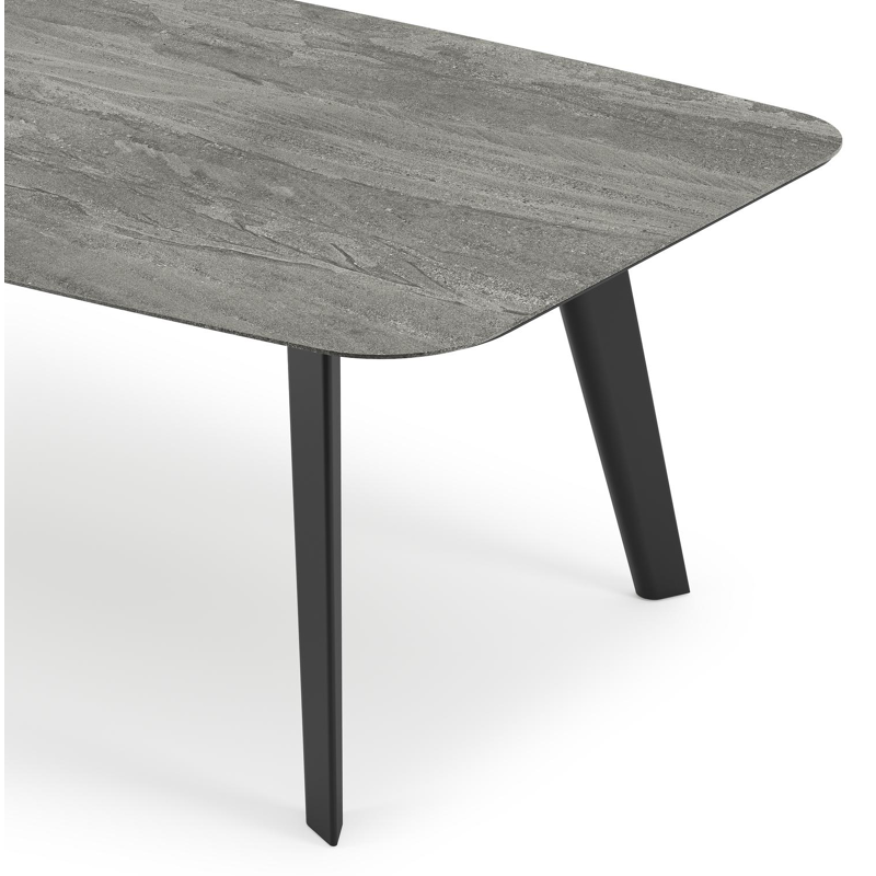 Lacrima tuintafel in zwart aluminium en volkeramiek aspen grey - L 255 x B 115 x H 74 cm