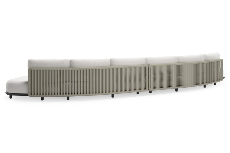 Lomano loungebank in zwart aluminium en beige verticaal geweven luxe vlakke rope met Soul Optik all weather solica