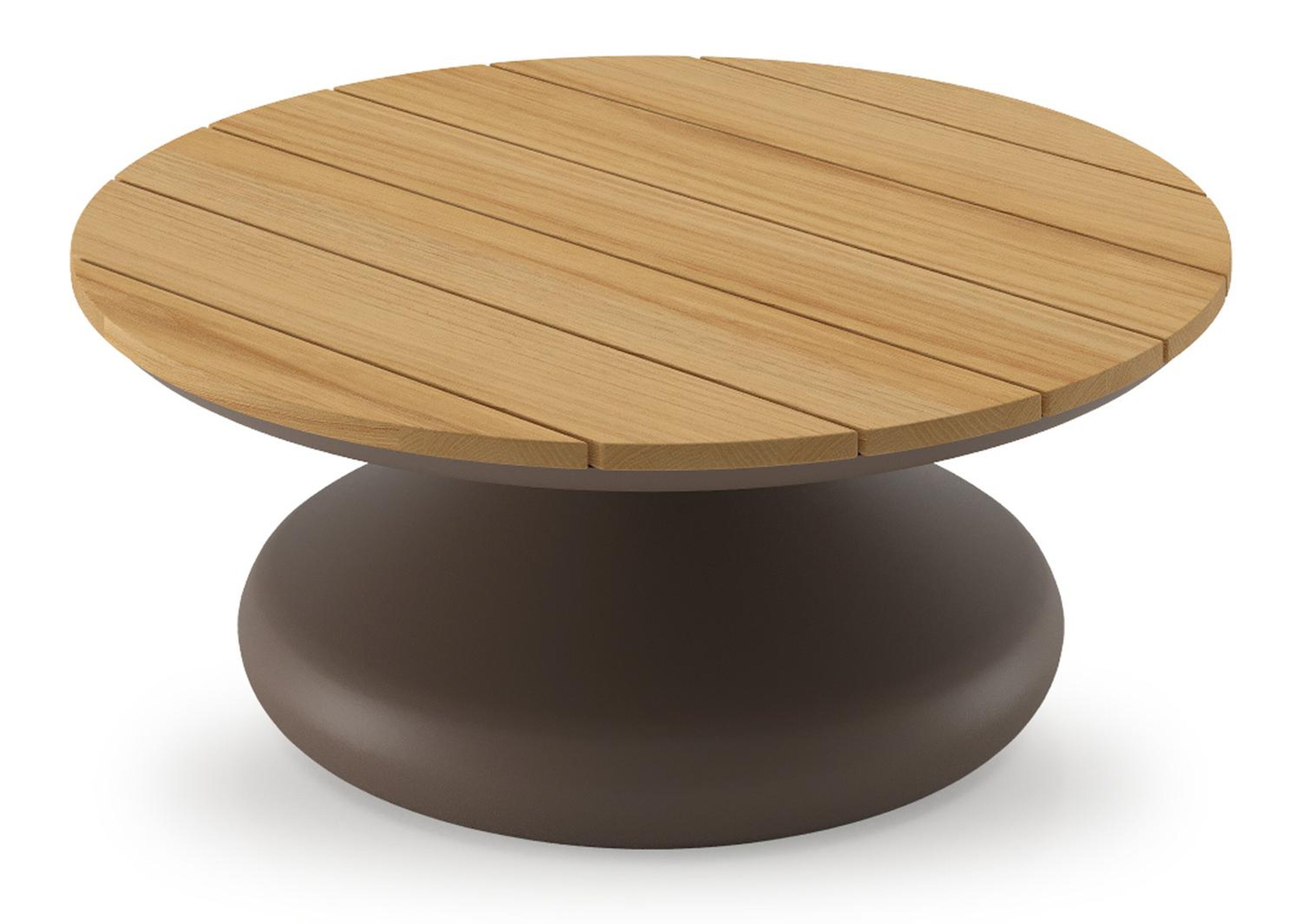 Table de basse Bomero ronde en aluminium taupe et teck - Diam. 84 x Haut. 32 cm