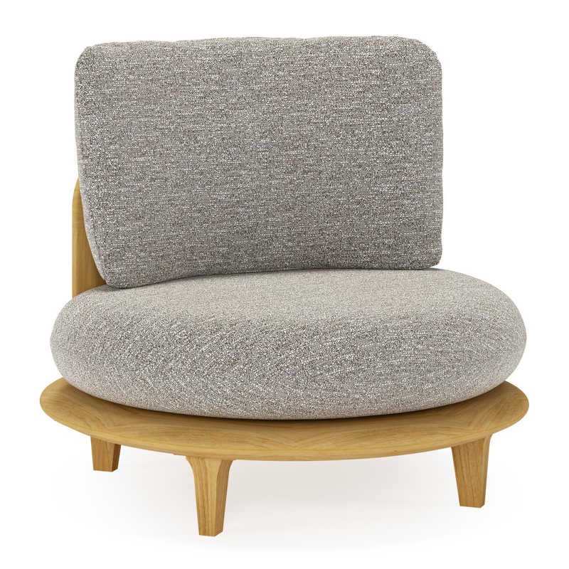 Bomero loungestoel in teak met tundra pepper all weather sunbrella® luxe kussen