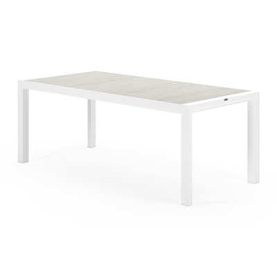 Madura tuinset in wit aluminium en grijs keramische tegels tafelblad met 8 stapelbare Bareto tuinstoelen