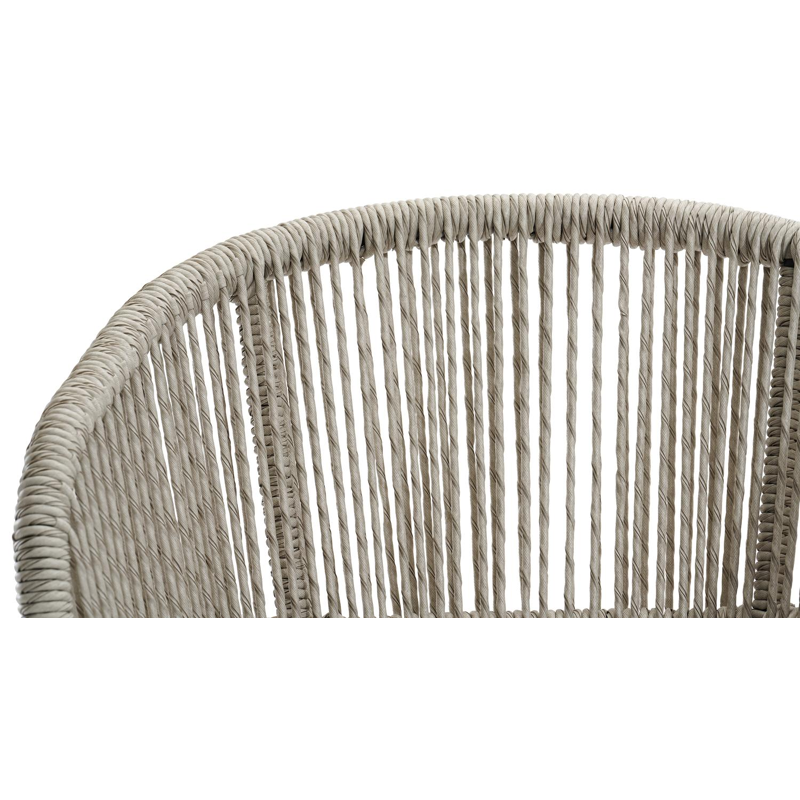 Lugano tuinstoel in zwart aluminium en beige gedraaide ronde wicker