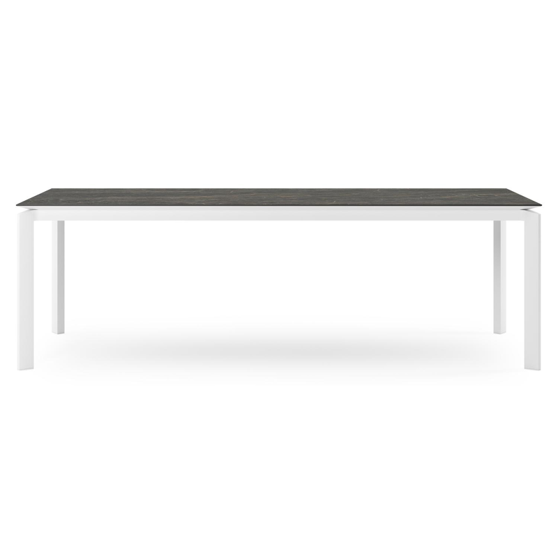 Cirello tuintafel rechthoekig in wit aluminium en volkeramiek Black Obsession - L 240 x B 100 x H 75 cm