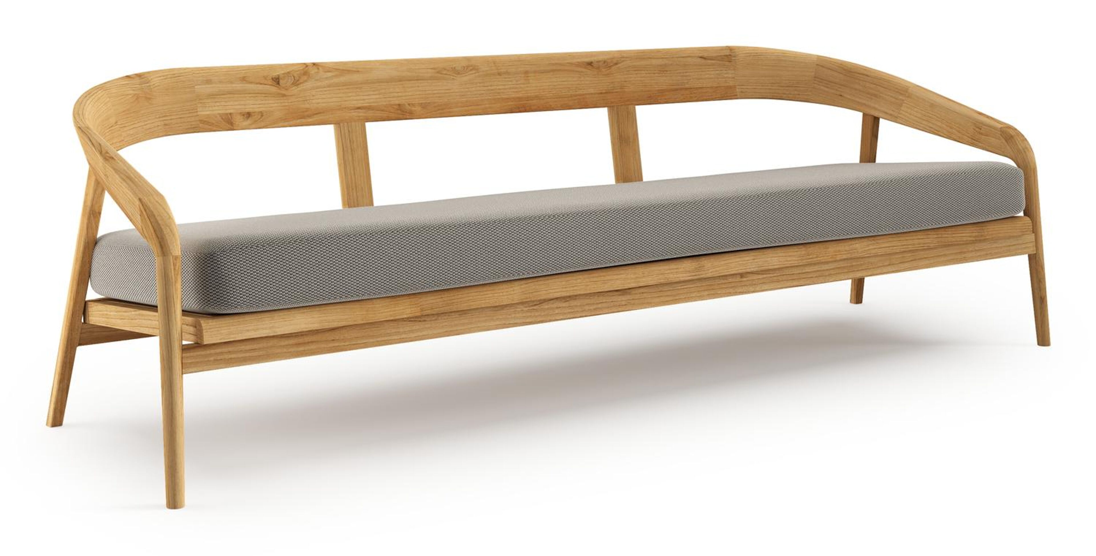 Lacrima loungebank in teak met lopi charcoal all weather Sunbrella® luxe kussen
