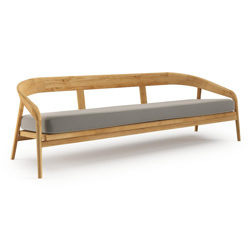 Lacrima loungebank in teak met lopi charcoal all weather Sunbrella® luxe kussen