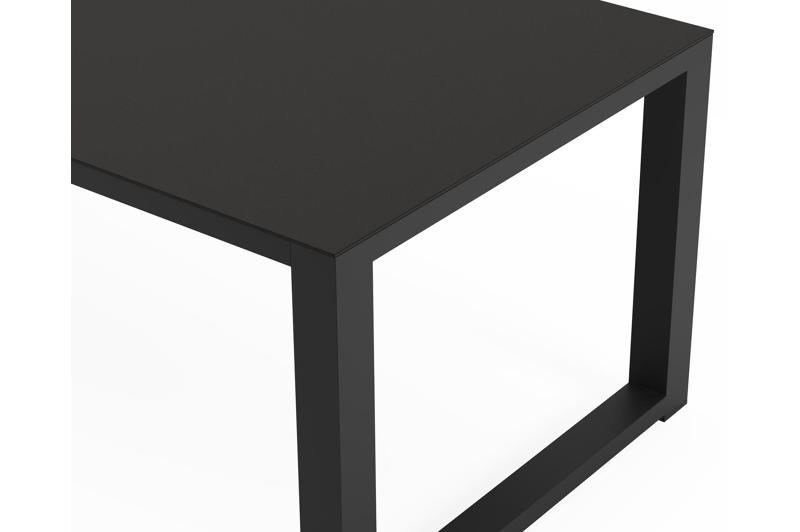 Livo tuintafel rechthoekig in zwart aluminium en sintered stone Notte minerale - L 270 x B 100 x H 73 cm