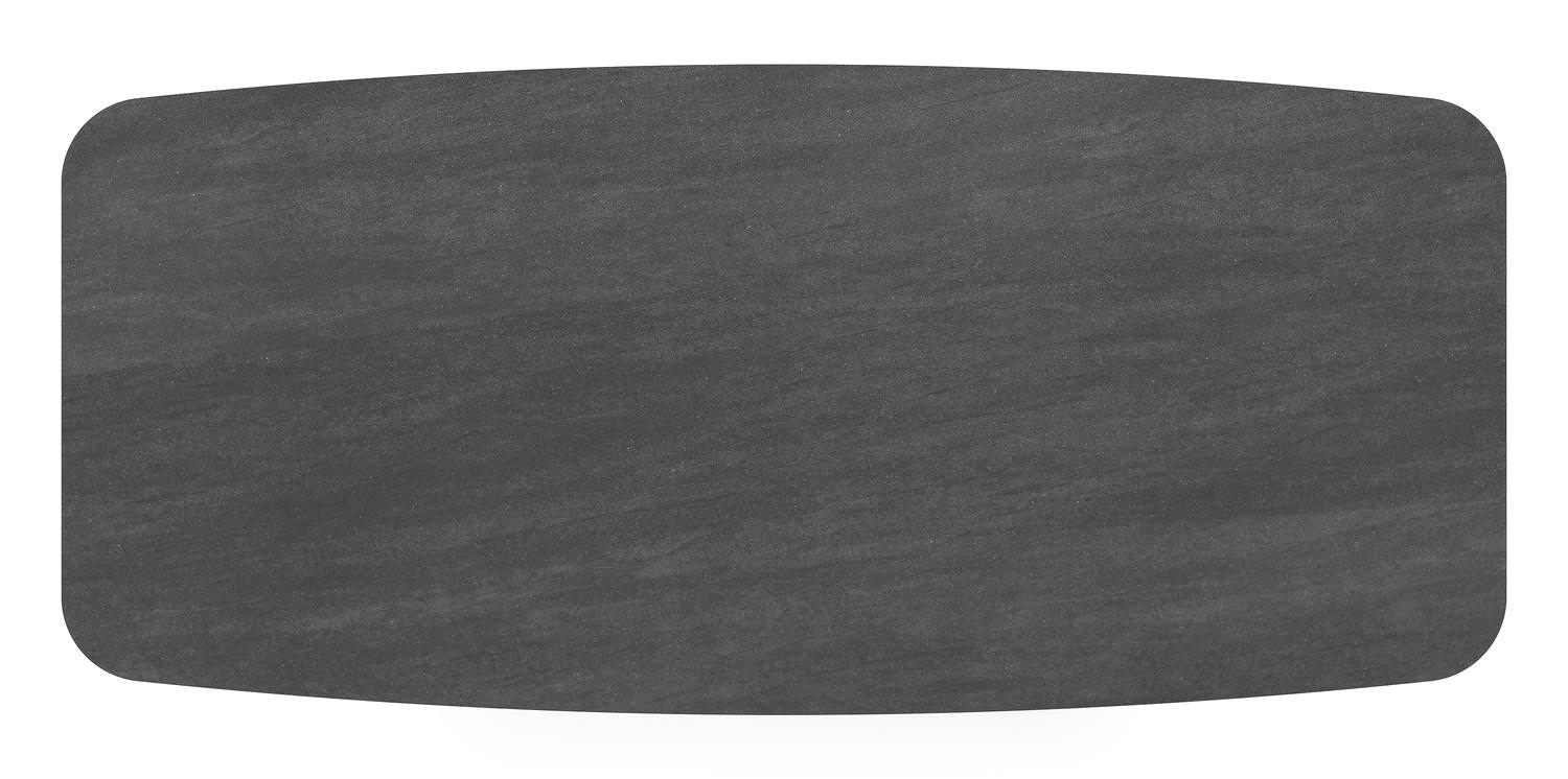 Orso tuintafel bootvorm in zwart aluminium en volkeramiek basalt black - L 255 x B 115 x H 75 cm