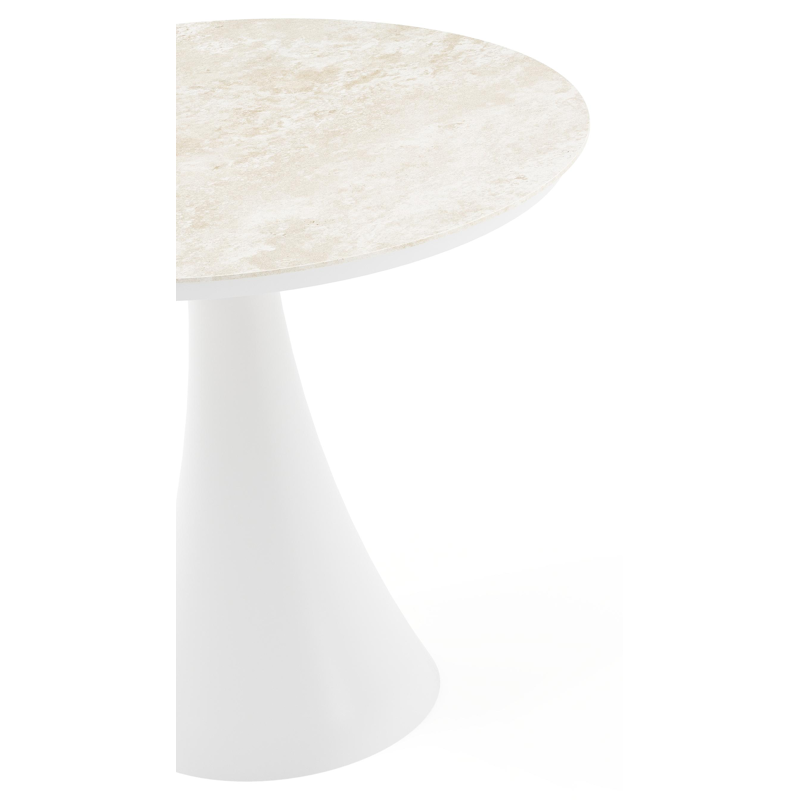 Fano tuintafel rond in wit aluminium en volkeramiek Rapolano dia. 85 cm