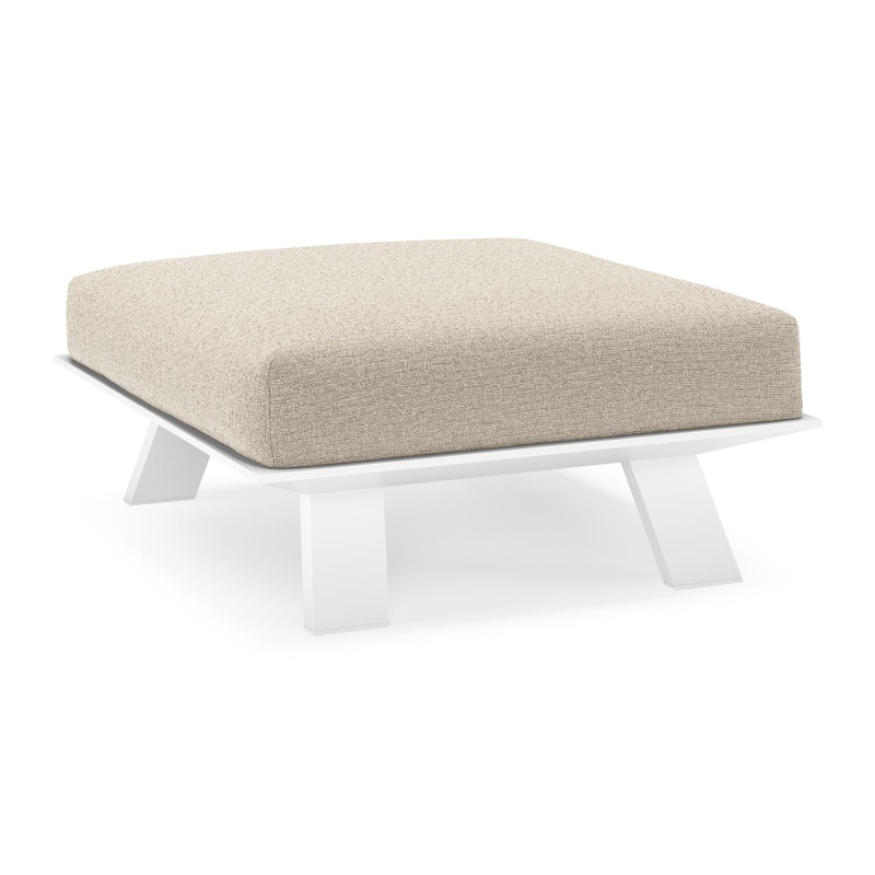 Pouf Cesano en aluminium blanc et coussin en all weather Cosytica catania sand