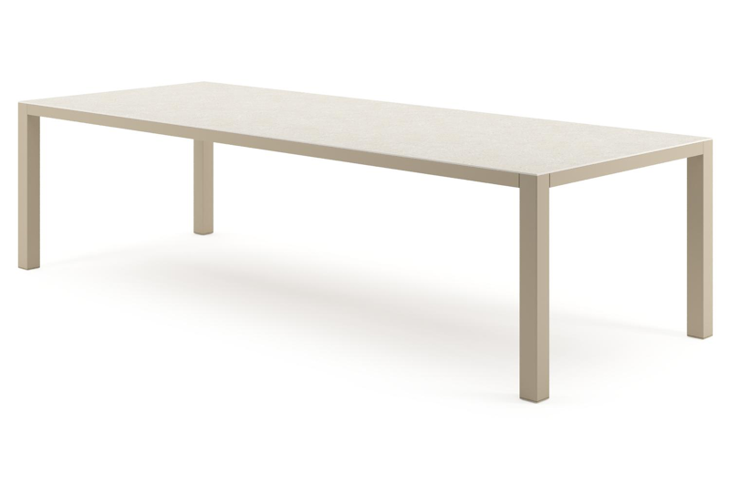 Como tuintafel rechthoekig in beige aluminium en volkeramiek Shilin - L 280 x B 110 x H 73 cm