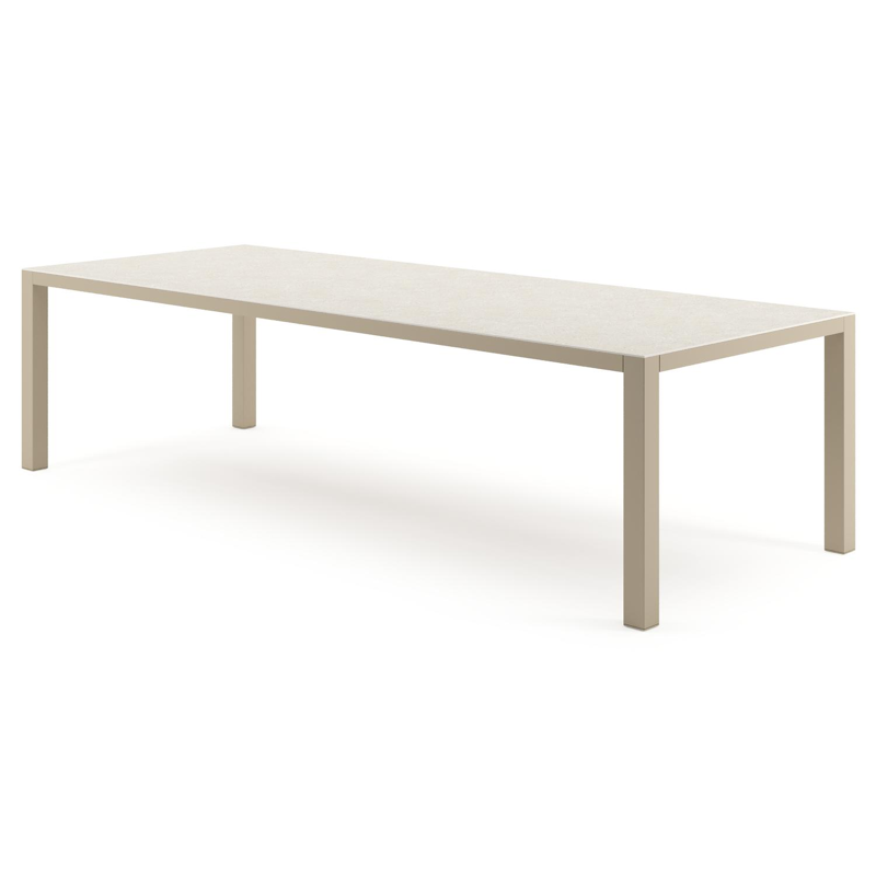 Como tuintafel rechthoekig in beige aluminium en volkeramiek Shilin - L 280 x B 110 x H 73 cm
