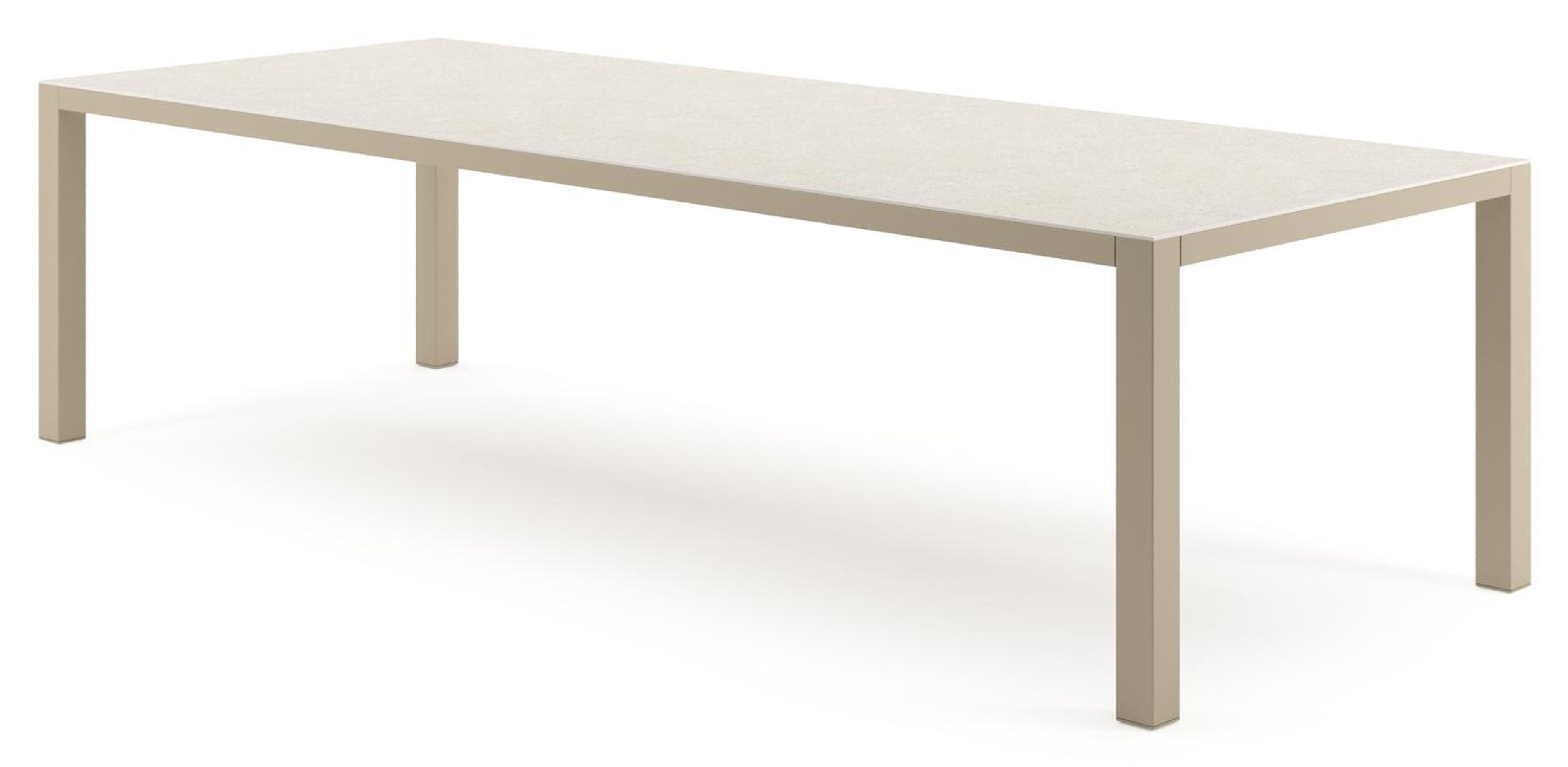 Como tuintafel rechthoekig in beige aluminium en volkeramiek Shilin - L 280 x B 110 x H 73 cm