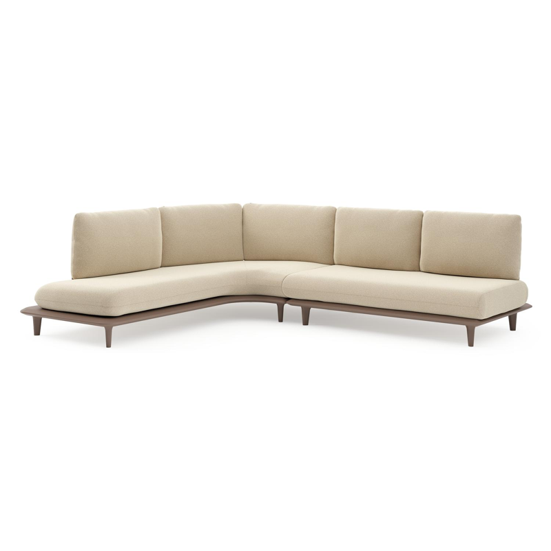 Bomero loungehoek in taupe aluminium met soul papyrus all weather solica kussen