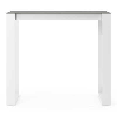 Table de bar Verato en aluminium blanc et céramique pleine Calatorao - Lg. 120 x Lrg. 70 x Haut. 105 cm