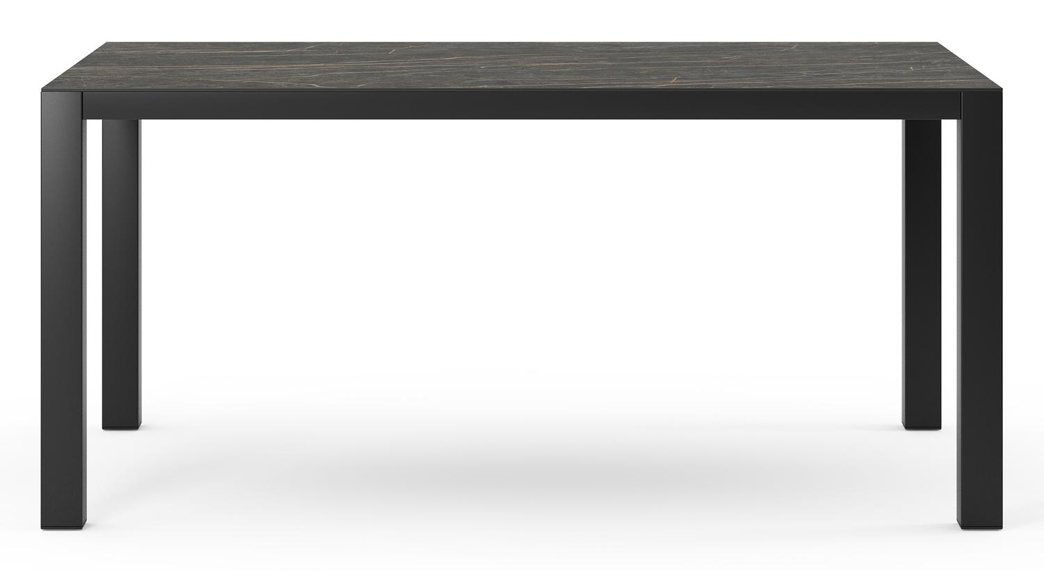 Table de jardin Como en aluminium noir et céramique pleine black obsession - Lg 160 x Larg. 100 x H 75 cm