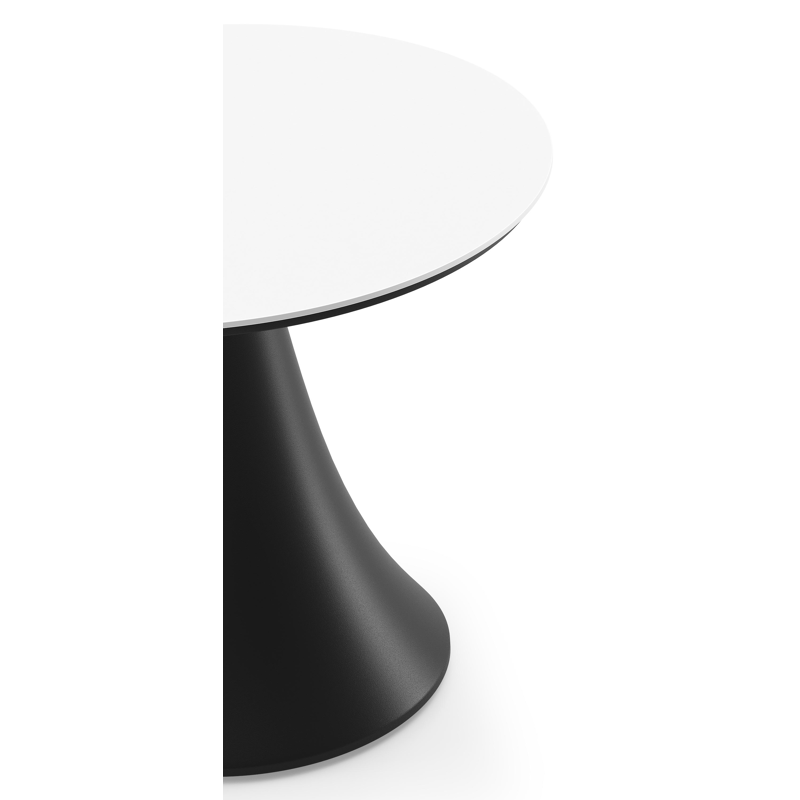 Fano low dining low dining loungetafel rond in zwart aluminium en volkeramiek Arctic White - Dia. 65 x H 55 cm