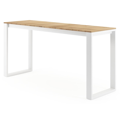 Verato bartafel in wit aluminium en teak - L 220 x B 70 x H 106 cm