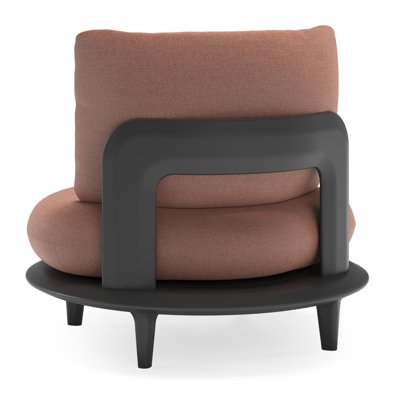 Bomero loungestoel in zwart aluminium met savane rust all weather sunbrella® luxe kussen