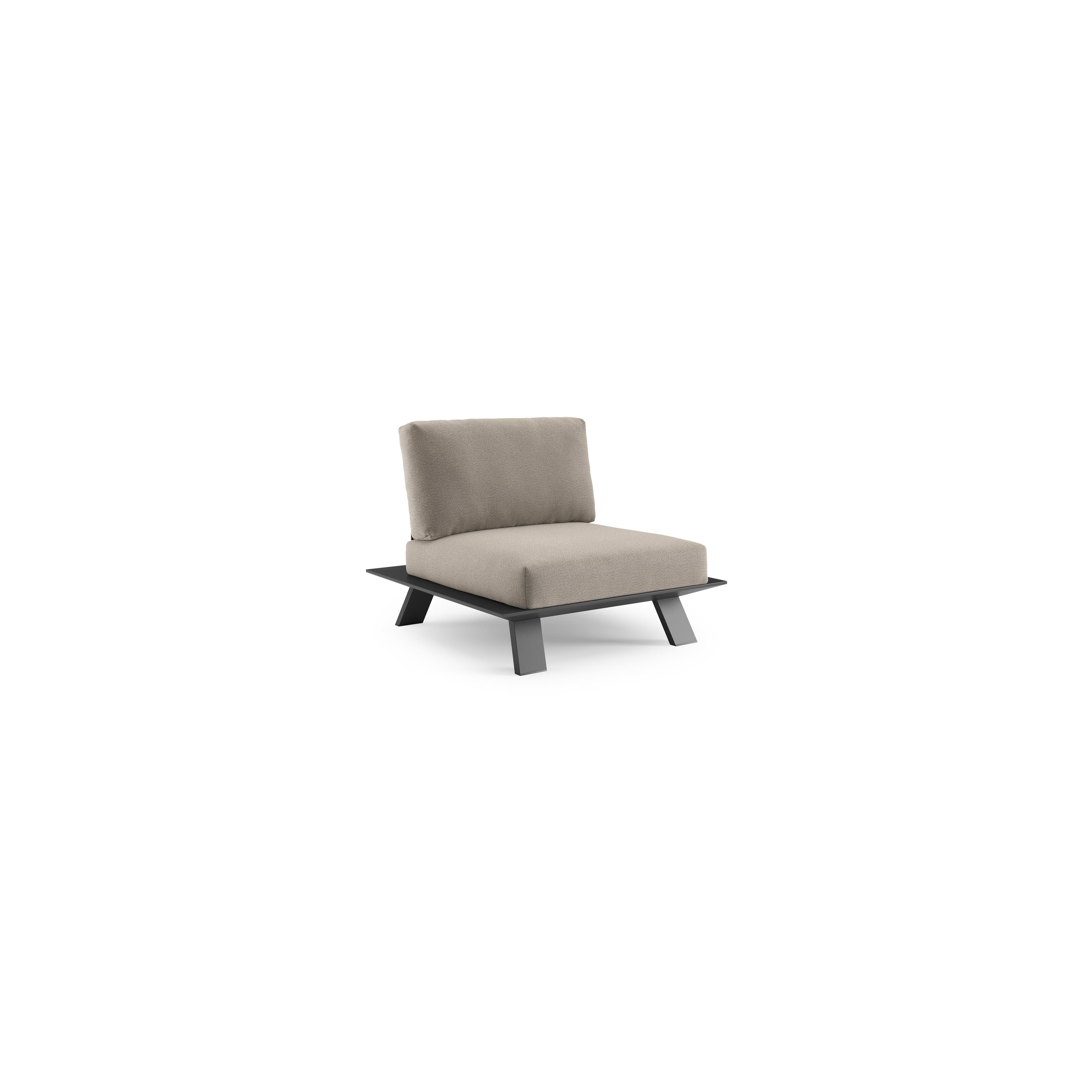 Cesano loungestoel in zwart aluminium met savane coconut All Weather Sunbrella® luxe kussen