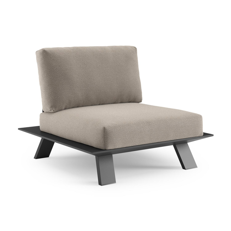Cesano loungestoel in zwart aluminium met savane coconut all weather Sunbrella® luxe kussen