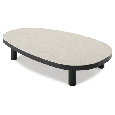 Donato loungetafel in zwart aluminium en volkeramiek shilin - L 151 x B 90 x H 25 cm