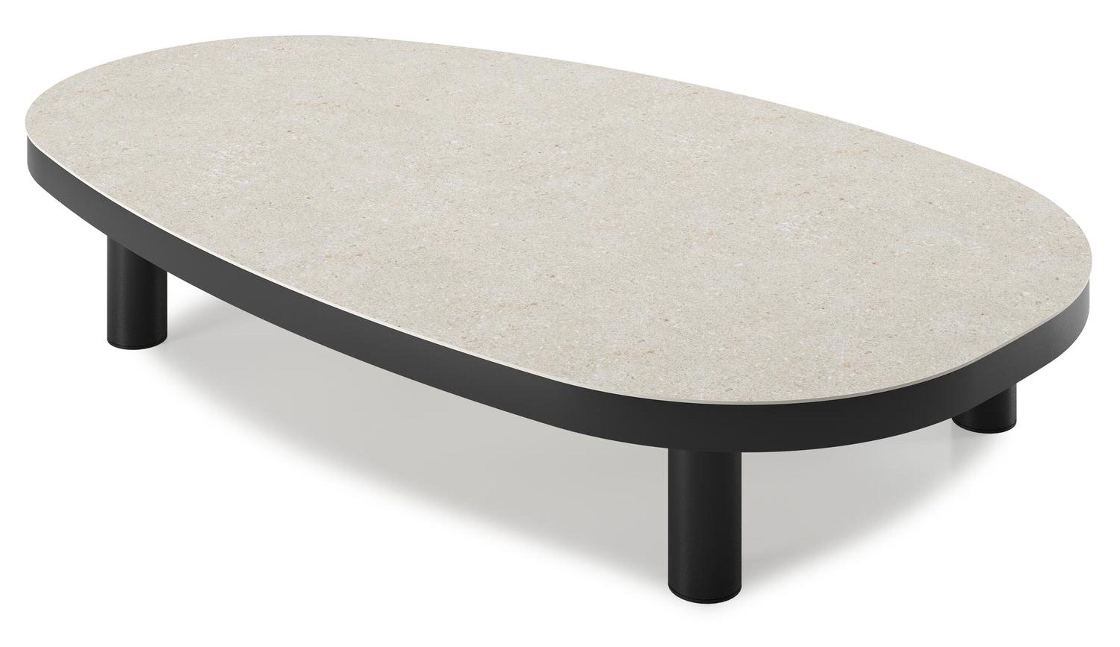 Donato loungetafel in zwart aluminium en volkeramiek shilin - L 151 x B 90 x H 25 cm