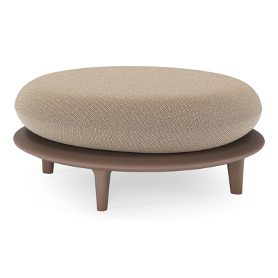 Pouf Bomero en aluminium taupe et coussin en all weather solica firenze earth