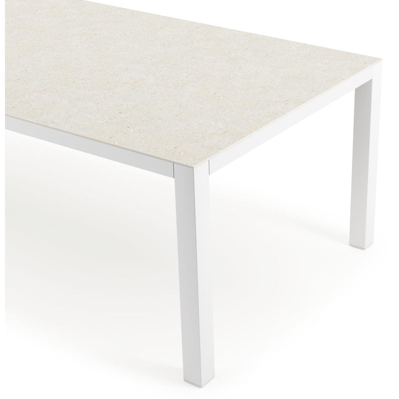 Como tuintafel in wit aluminium en volkeramiek shilin - L 280 x B 110 x H 75 cm