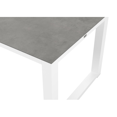 Livo tuinset in wit aluminium en grijs volkeramiek tafelblad met 6 Rivo tuinstoelen