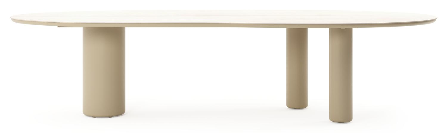 Amico tuintafel organisch in beige aluminium en volkeramiek Travertino Bianco - L 320 x B 120 x H 73.5 cm