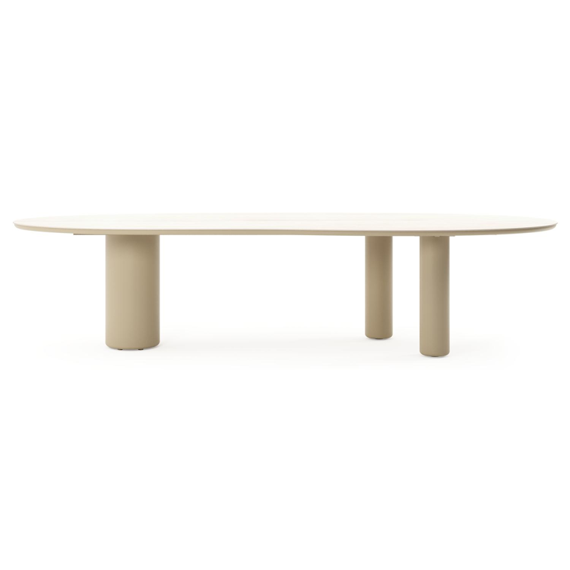 Amico tuintafel organisch in beige aluminium en volkeramiek Travertino Bianco - L 320 x B 120 x H 73.5 cm