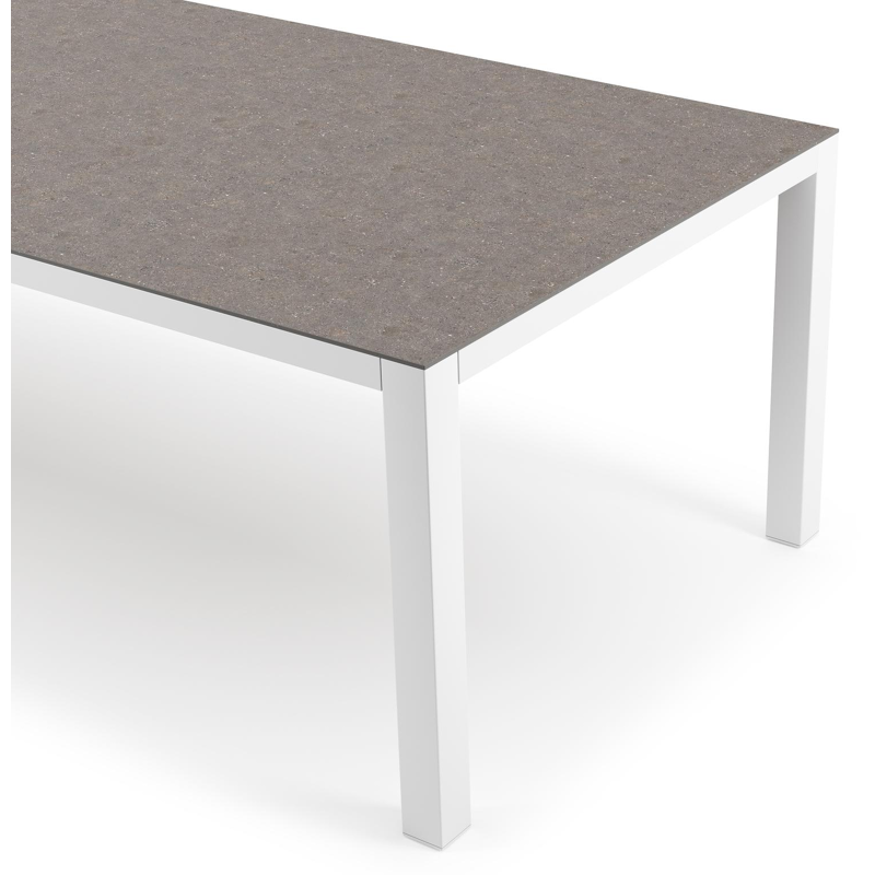 Table de jardin Como rectangulaire en aluminium blanc et céramique pleine Wulong - Lg. 280 x Lrg. 110 x Haut. 75 cm