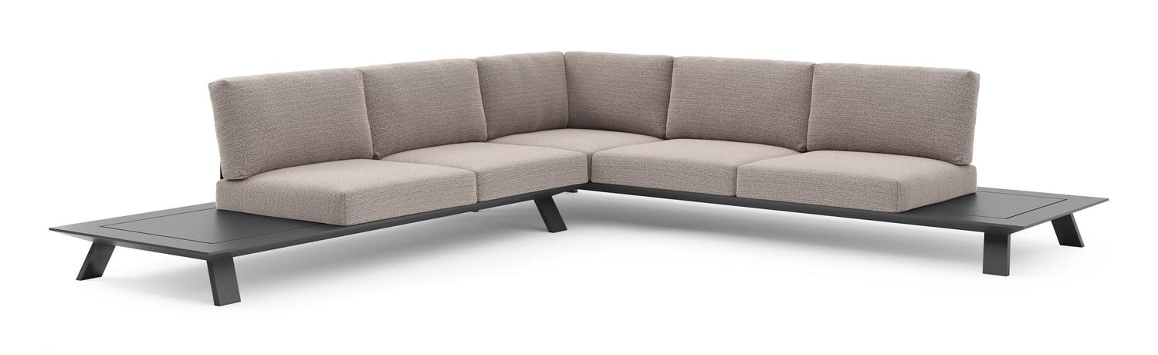 Cesano loungehoek in zwart aluminium met wander granite all weather Sunbrella® luxe kussen