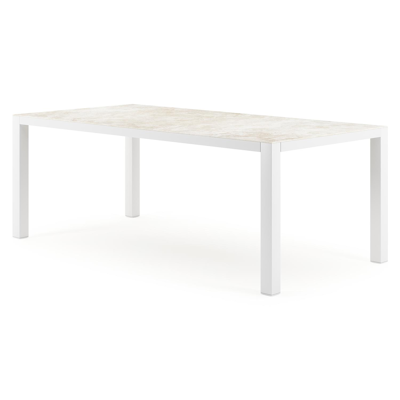 Table de jardin Como rectangulaire en aluminium blanc et céramique pleine Rapolano Lg. 200 x Lrg. 100 cm