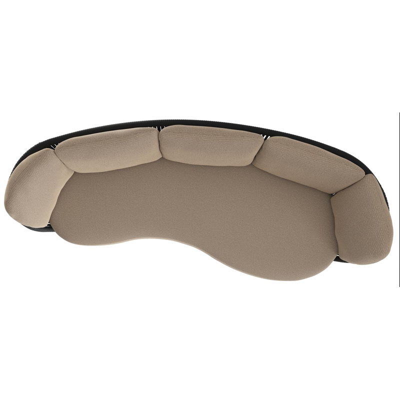 Canapé de jardin Lupino en aluminium noir et corde large plate de luxe tissée verticalement noir et coussins en all weather solica firenze earth
